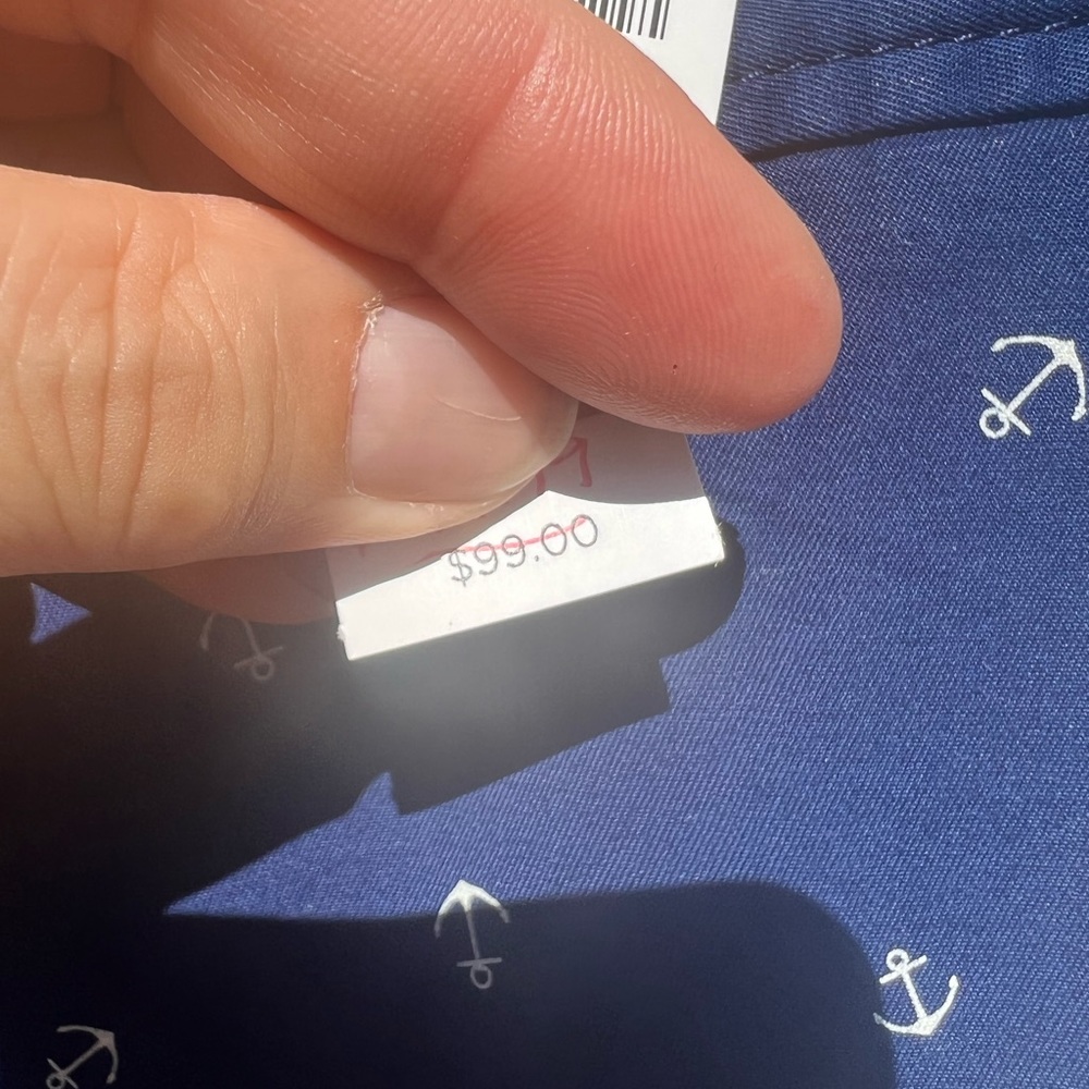 NWT Talbots Fun Navy White Anchor Print Relaxed Chino Pants - Picture 4 of 7